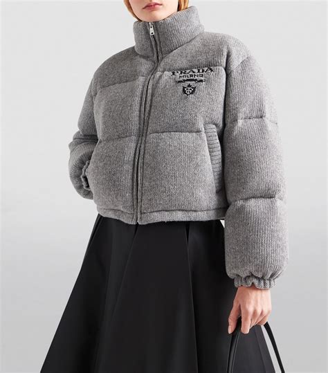 prada wool and cashmere puffer jacket|Prada Puffer Jackets for Women .